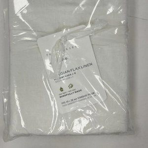 Pottery Barn Set of 2 White Belgian Flax Linen Pillowcases Standard